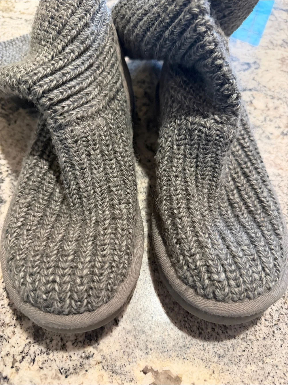 UGG Gray Knit Cardi Button Tall Boots